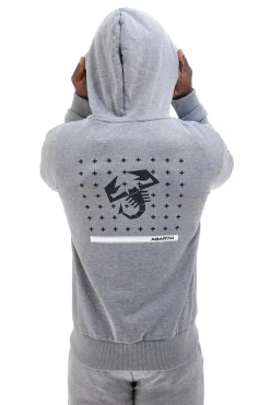Abarth AH024ZP grauer Kapuzenpullover aus Baumwollmischung mit Reißverschluss