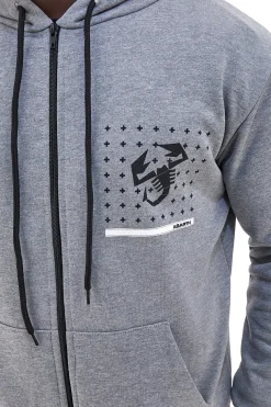 Abarth AH024ZP grauer Kapuzenpullover aus Baumwollmischung mit Reißverschluss