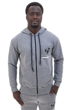 Abarth AH024ZP grauer Kapuzenpullover aus Baumwollmischung mit Reißverschluss