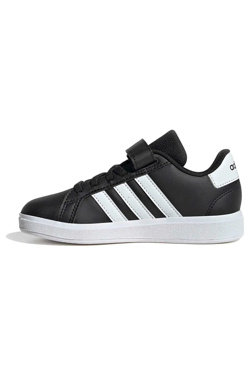 Adidas Grand Court 2 EL C schwarze Schuhe mit weißen Streifen und Klettverschluss