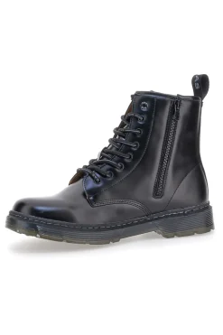 Anfibi neri lucidi stringati zip laterale Gas GAM521550