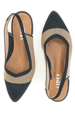 Ballerine beige e nere in tessuto con soletta morbida The First PRESZ11