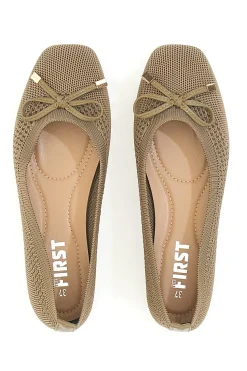 Ballerine beige in tessuto con soletta morbida The First PRE3