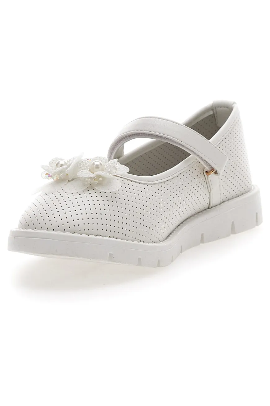 Ballerine Bianche Con Cinturino e Strappo Pitt Kids 7701