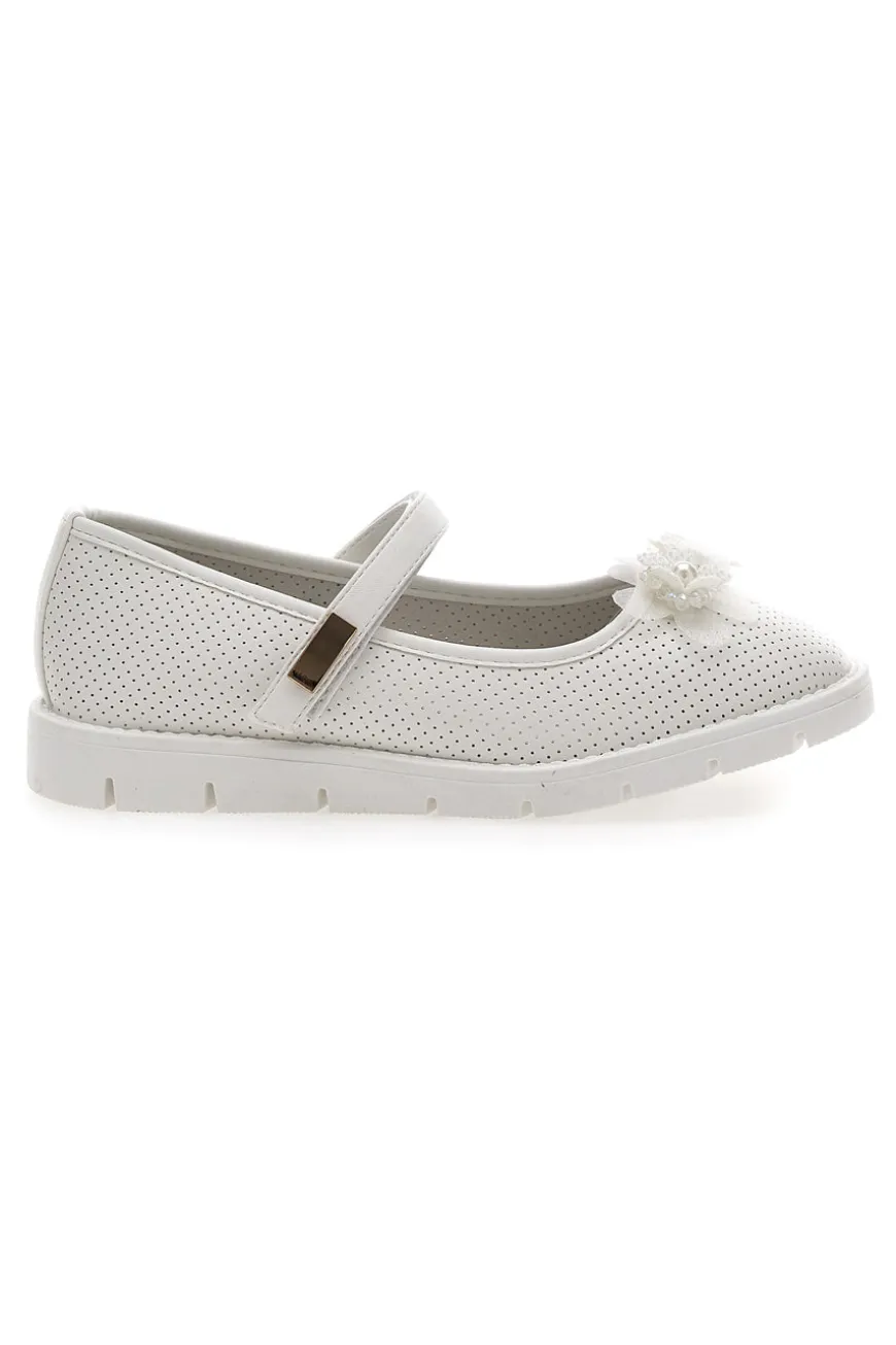 Ballerine Bianche Con Cinturino e Strappo Pitt Kids 7701