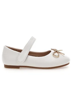 Ballerine bianche con fiocco dorato Grazie girl 392613S