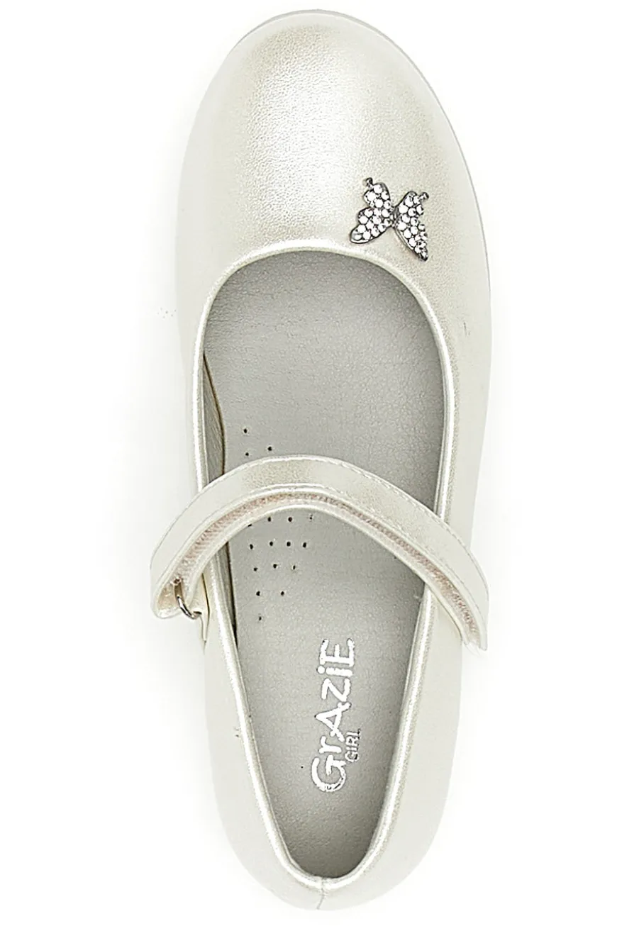 Ballerine Bianco Perlato con Farfalla Decorativa GRAZIE GIRL 39G2515S