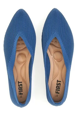 Ballerine blu in tessuto con soletta morbida The First PREA614