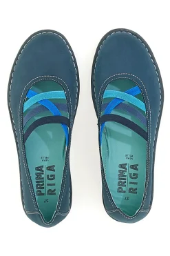 Ballerine blu in vera pelle con fasce elastiche Prima riga 19840FRUIT