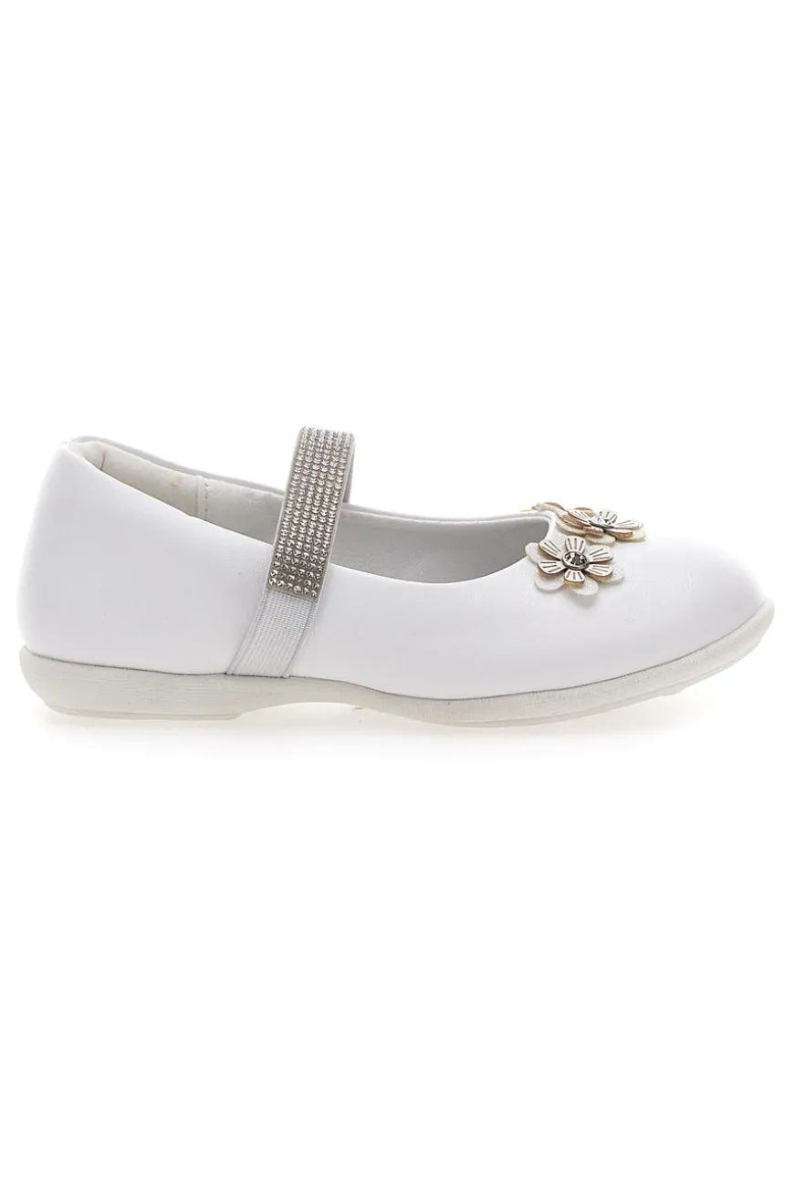 Ballerine con fiori e strass bianche ENERGY E705