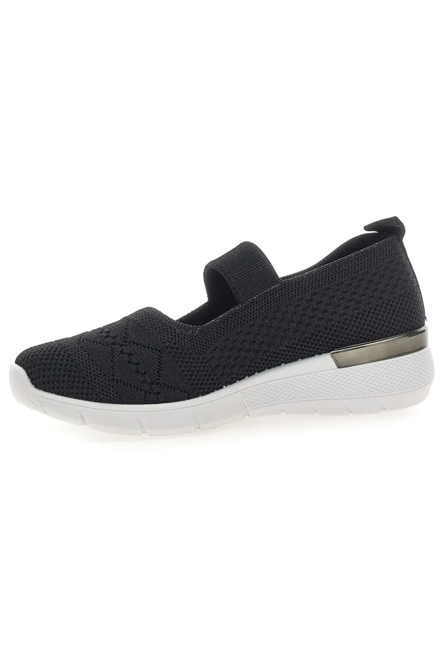 Ballerine da donna nero in tessuto traforato Me & me TF090236