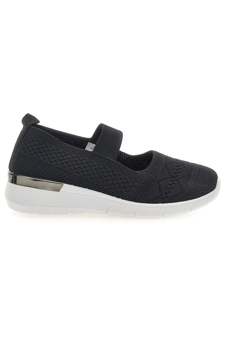 Ballerine da donna nero in tessuto traforato Me & me TF090236