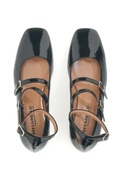 Ballerine Mary Jane Nere Con Tacco Basso Pittarello C156