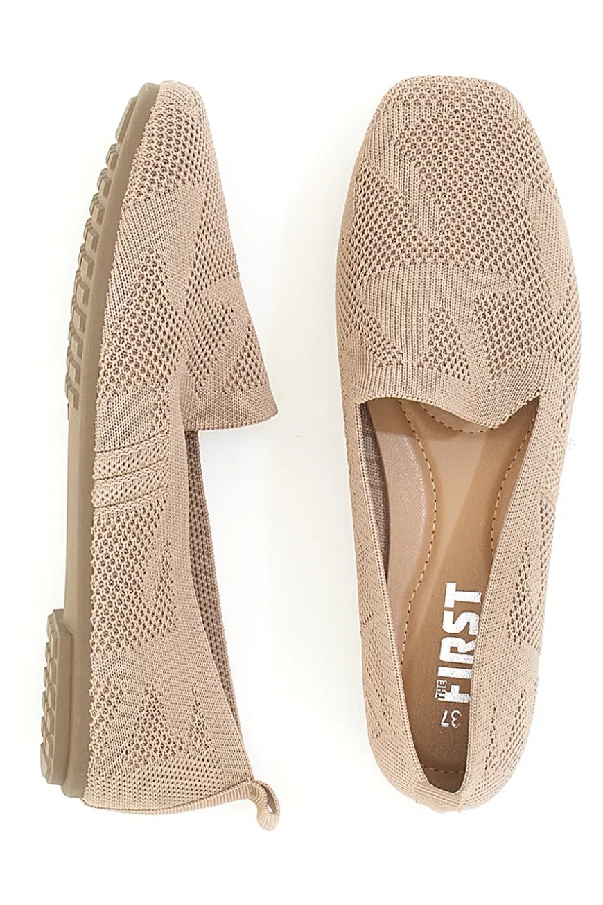 Ballerine Mocassini beige in tessuto con soletta morbida The First PRESZ32