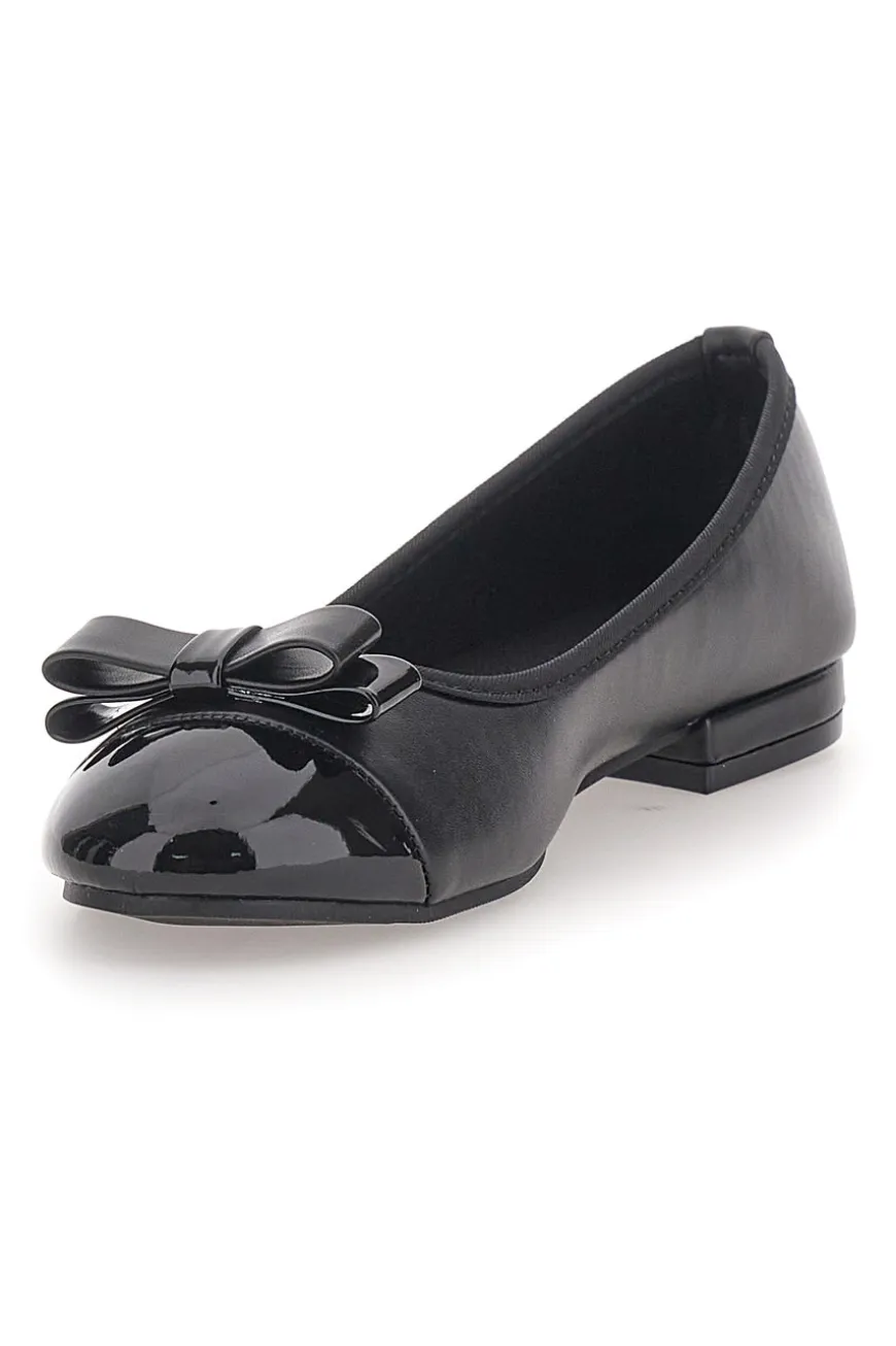 Ballerine Nere con Punta Effetto Vernice e Fiocco Decorativo THE FIRST IDE6292