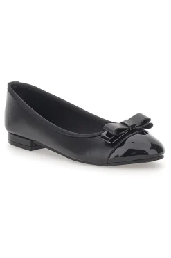 Ballerine Nere con Punta Effetto Vernice e Fiocco Decorativo THE FIRST IDE6292