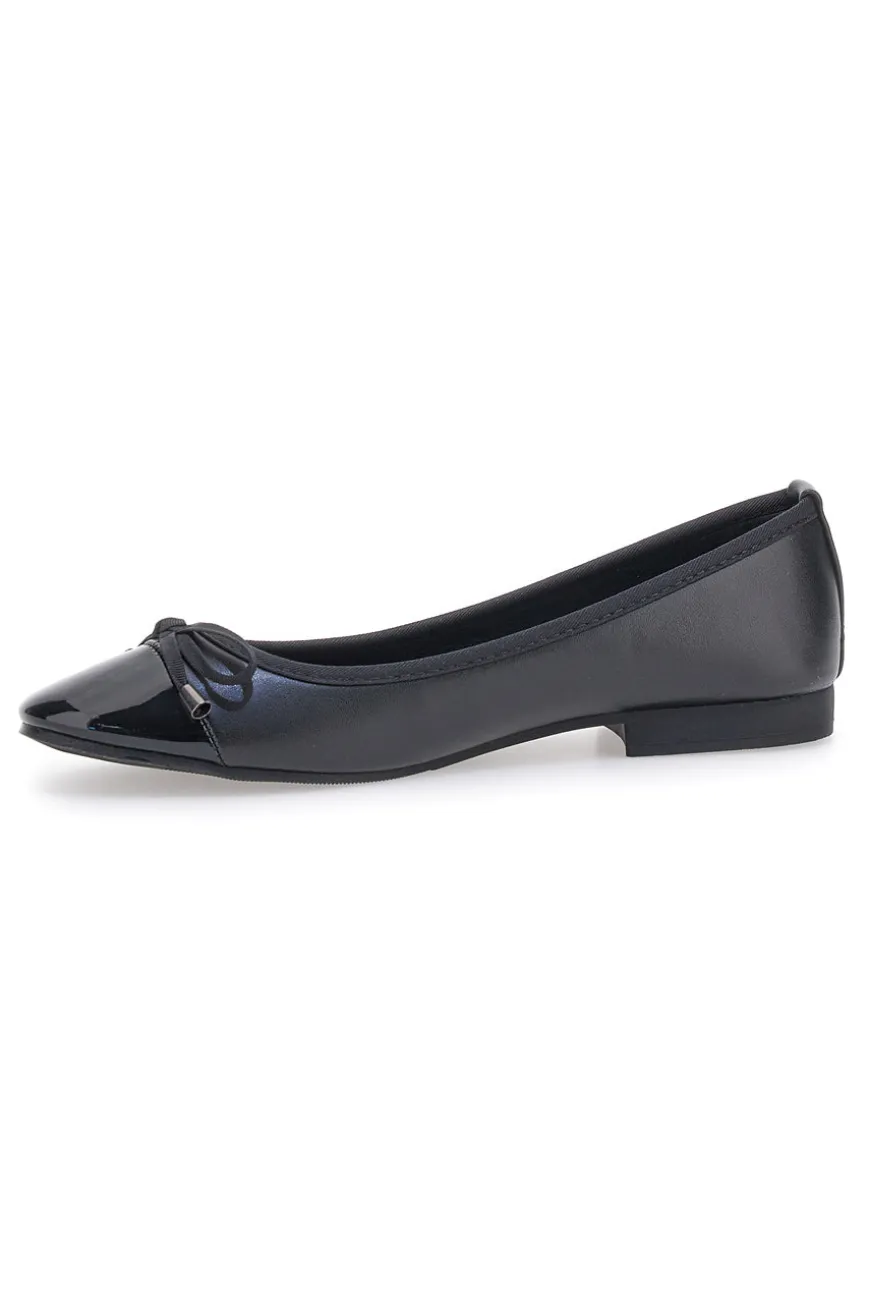 Ballerine nere con punta lucida e fiocco The First IDE1070