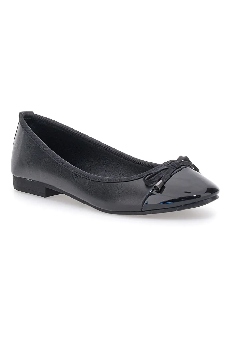 Ballerine nere con punta lucida e fiocco The First IDE1070