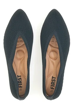 Ballerine nere in tessuto con soletta morbida The First PREA614