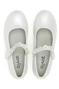Ballerine perlate con cinturino gioiello floreale Grazie girl 392614S