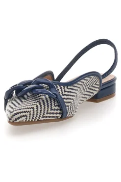 Ballerine slingback blu con fiocco e punta a contrasto Me & Me D729H1