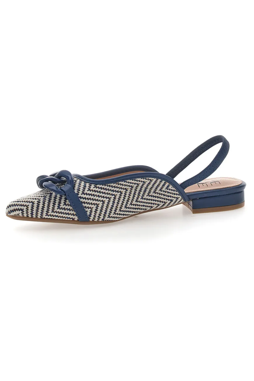 Ballerine slingback blu con fiocco e punta a contrasto Me & Me D729H1
