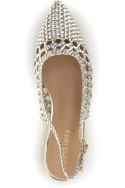 Ballerine slingback oro intrecciate con punta affusolata First Lady P661