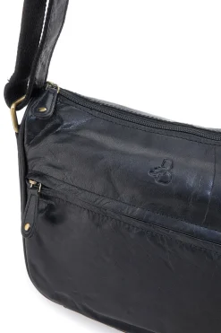 Basile CLASS BA3544TI Schwarze Reißverschlusstasche aus echtem Leder
