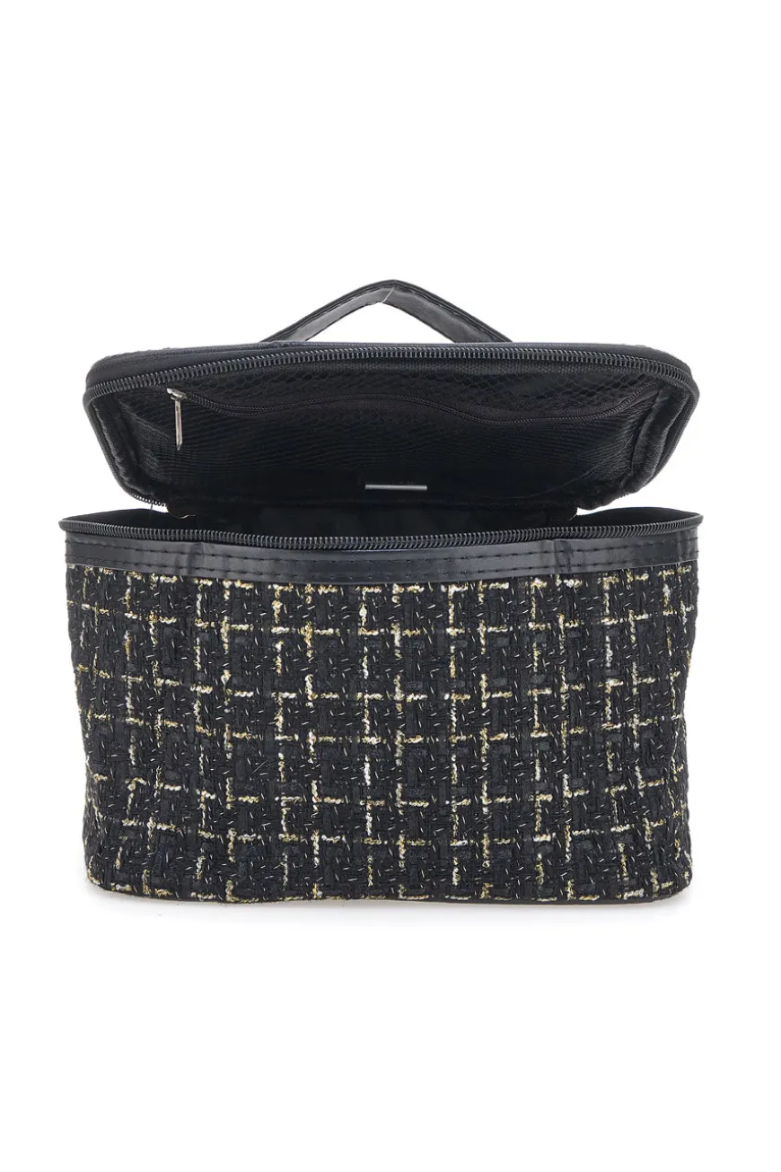 Beauty case nero con tessuto intrecciato JUICE ATENE 099