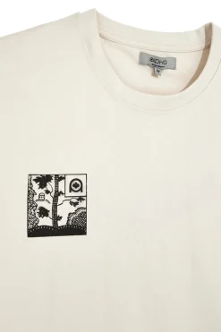 Beigefarbenes Baumwoll-T-Shirt mit Boardman Alpha Grafikdruck pt-m-t-9065