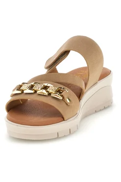 Beige Hausschuhe mit Hufeisen und verstellbarem Riemen Prima riga B315