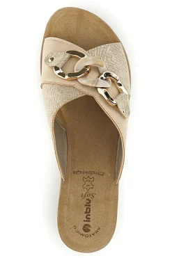 Beige Hausschuhe mit Keil und anatomischem Fußbett Inblu 16 GO