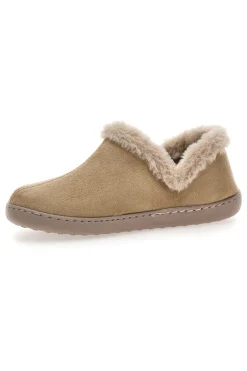 Beige Hausschuhe mit Pelzbesatz und warmer Innenseite Gaia Mania GG463