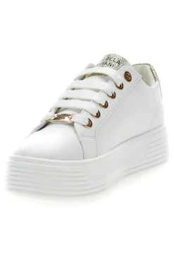 Beige Sneakers mit goldenen Glitzerdetails und Reißverschluss Mariella Burani 51031