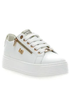 Beige Sneakers mit goldenen Glitzerdetails und Reißverschluss Mariella Burani 51031