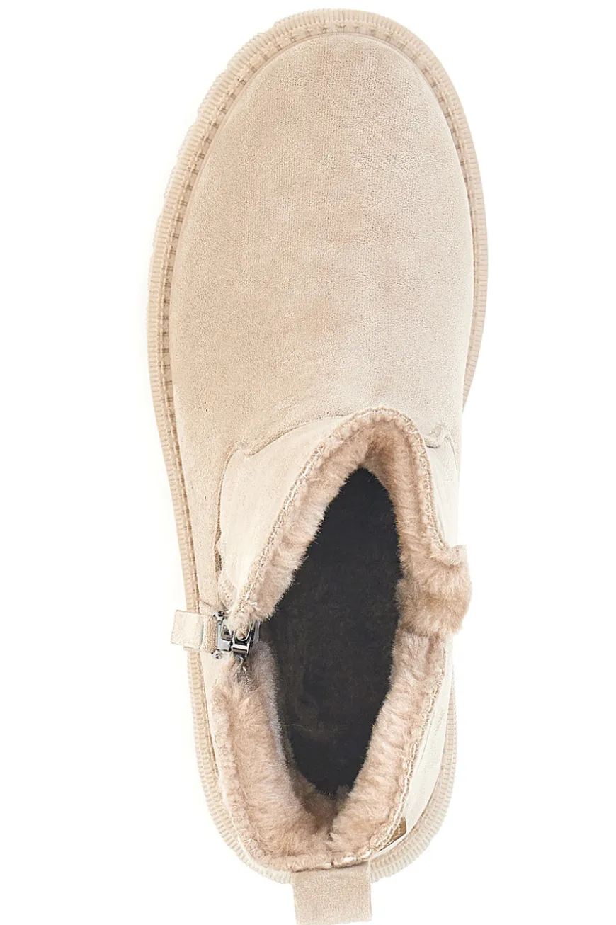 Beige Stiefeletten mit seitlichem Reißverschluss und Fellfutter Carrera CAW759106363