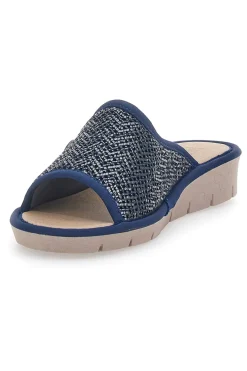 Blaue Hausschuhe mit offener Spitze, komfortable Linie 7552P