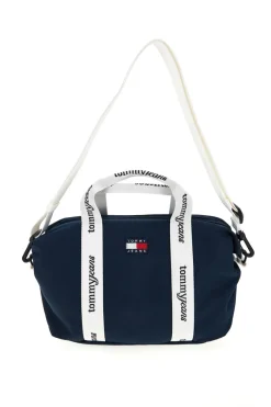 Borsa a Mano Blu in Tessuto con Bande Logo Tommy Jeans 18460