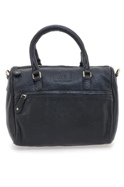 Borsa a mano nera in vera pelle artigianale con tracolla Basile BA3674DX
