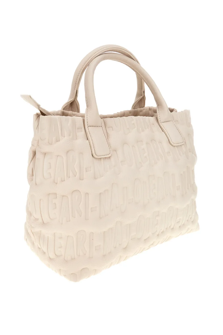 Borsa a mano panna con logo in rilievo Naj-oleari 61193/SOFY2