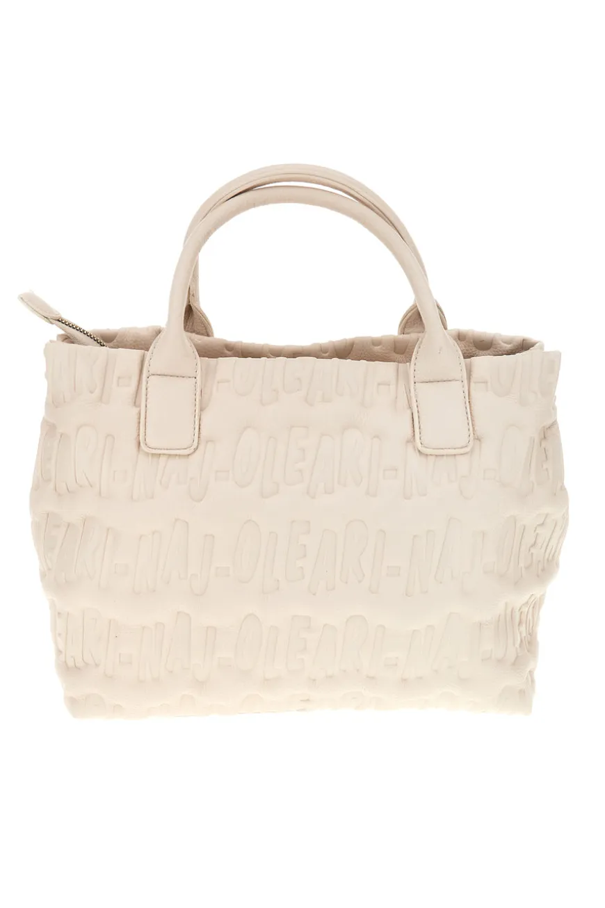 Borsa a mano panna con logo in rilievo Naj-oleari 61193/SOFY2