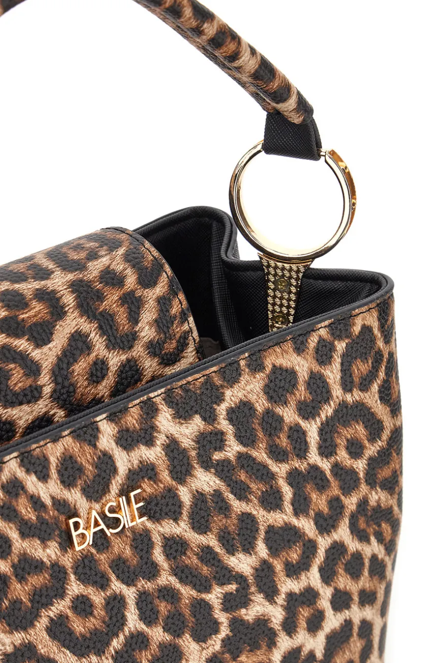 Borsa animalier con manico ad anelli Basile BA1272N-MAC