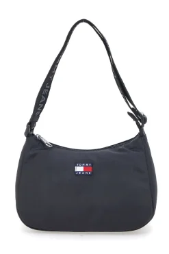 Borsa a spalla nera in tessuto con logo Tommy Jeans Shoulder Bag