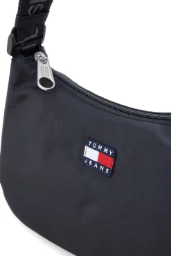Borsa a spalla nera in tessuto con logo Tommy Jeans Shoulder Bag