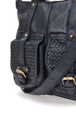 Borsa a Spalla Nera In Vera Pelle Route 66 61862/OLDR