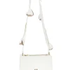 Borsa a Tracolla Bianca con Logo Dorato e Tracolla con Fiori Lancetti LL26S-106-2