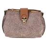 Borsa a Tracolla Marrone con Fantasia Micro e Chiusura a Scatto Dorata Basile BA1280TAP