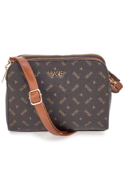 Borsa a tracolla marrone con stampa logata Basile Class BA1274LOG