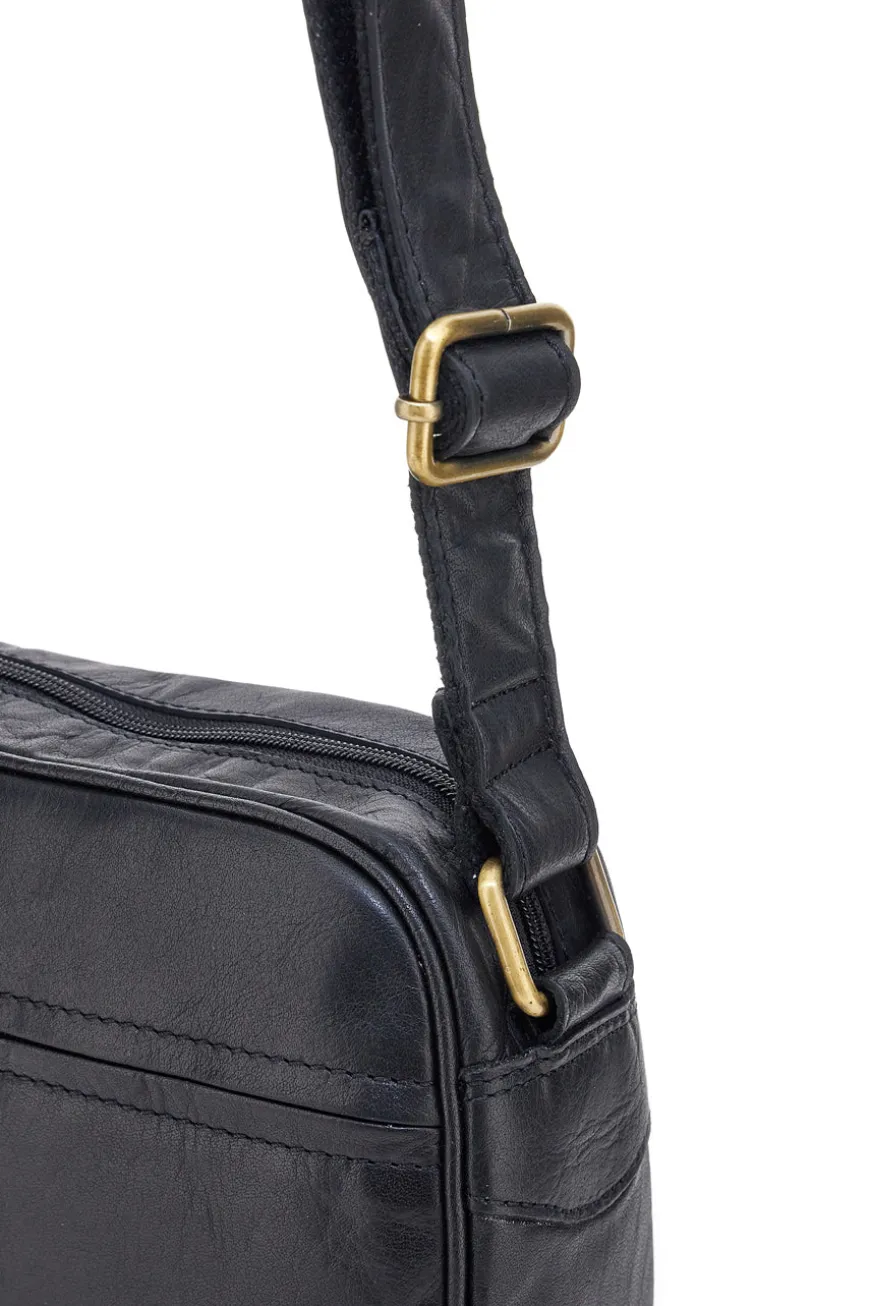Borsa a tracolla nera compatta con zip Basile BA3543TI