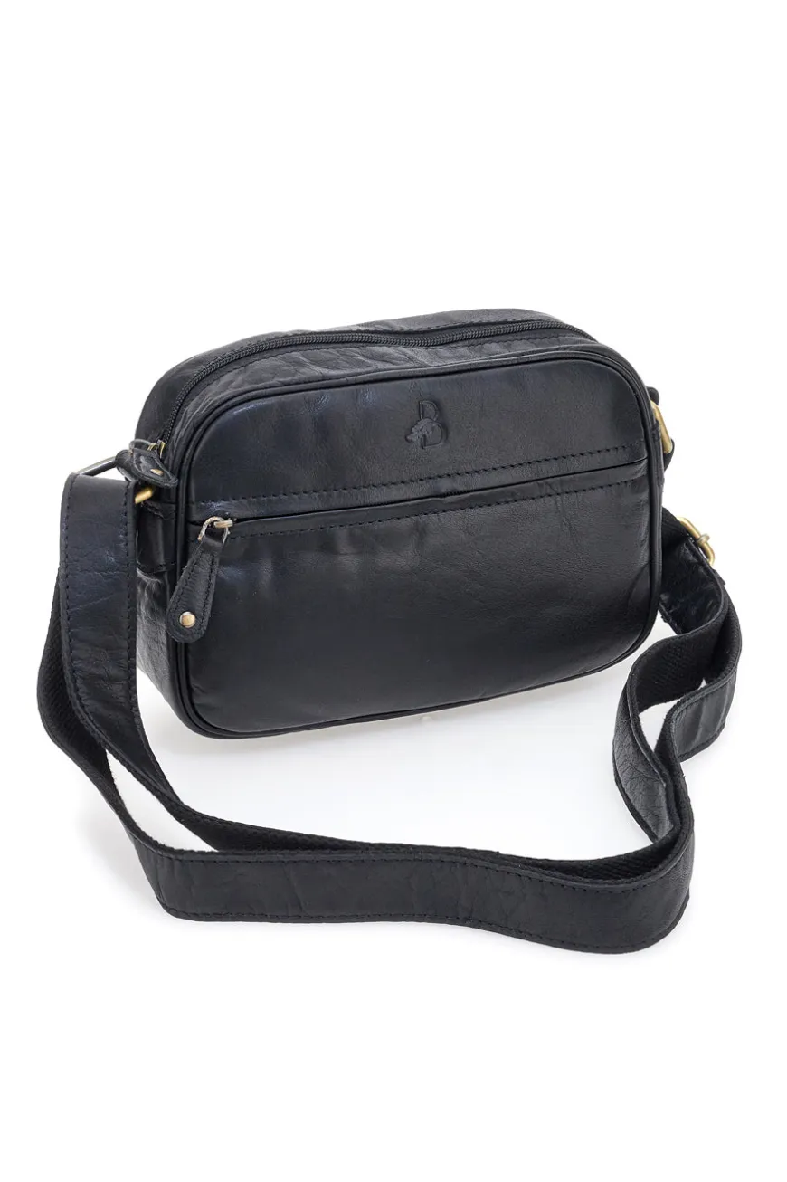 Borsa a tracolla nera compatta con zip Basile BA3543TI